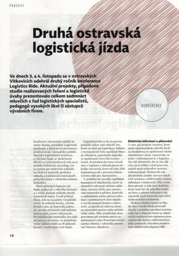 Logistis ride v magazínu LOGISTIKA